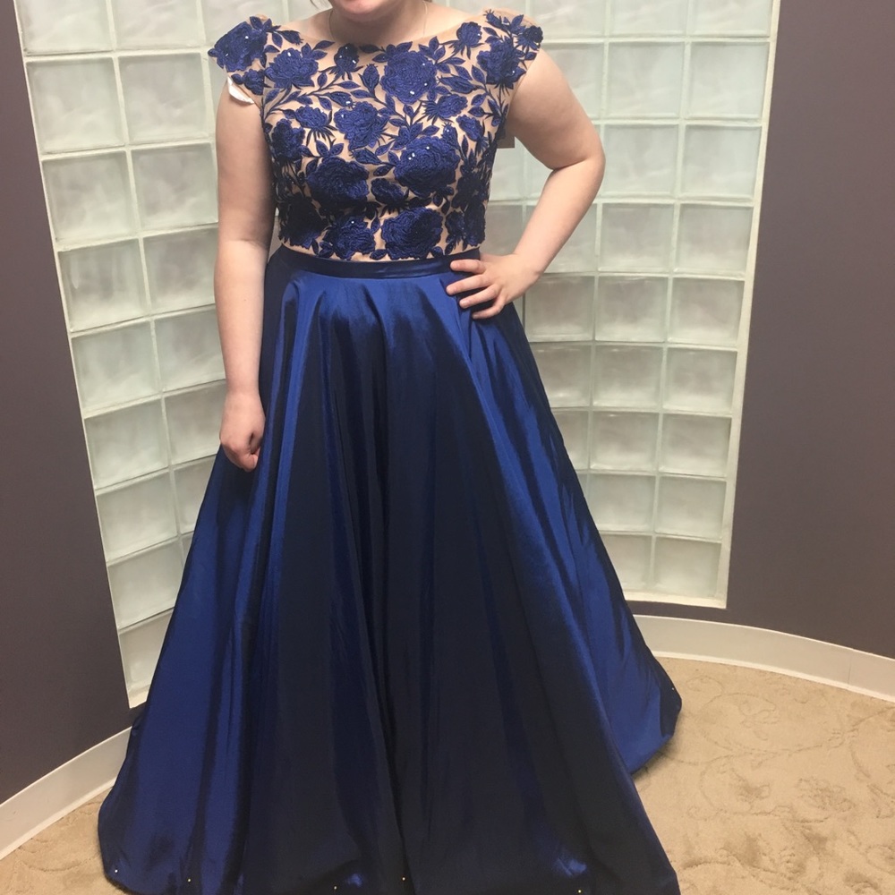 Sherri Hill Navy Blue Prom Dress